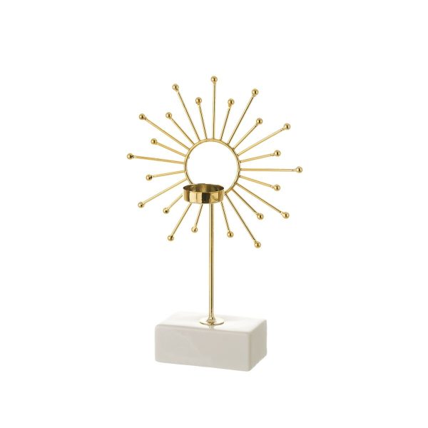 Candleholder White Golden Ceramic Iron 18,4 x 8,4 x 29,1 cm Online Sale