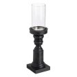 Candleholder Black Wood Crystal 12 x 12 x 47 cm Online now