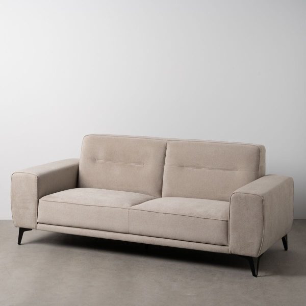 3-Seater Sofa Taupe Wood 220 x 87 x 85 cm Discount