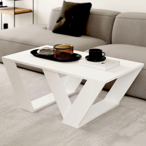 Centre Table Alexandra House Living Diagonal White Wood MDP 110 x 40 x 60 cm Online Hot Sale