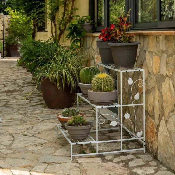 Flower Pot Stand Alexandra House Living White Iron 66 x 74 x 80 cm Sale