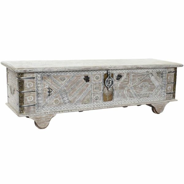 Chest DKD Home Decor 8424001858361 Paolownia wood White Brass Mango wood 146 x 40 x 45 cm Online Hot Sale