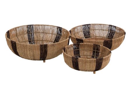 Basket set Brown Natural Jute 42 x 42 x 13 cm (3 Units) Sale