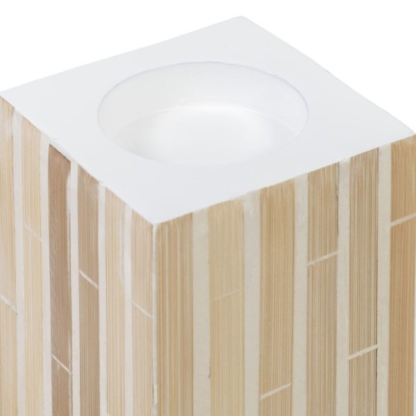 Candleholder Beige Bamboo MDF Wood 10,5 x 10,5 x 16 cm Online