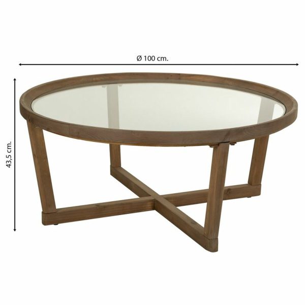 Centre Table Alexandra House Living Brown Iron Fir wood Tempered glass 100 x 43 x 100 cm For Sale