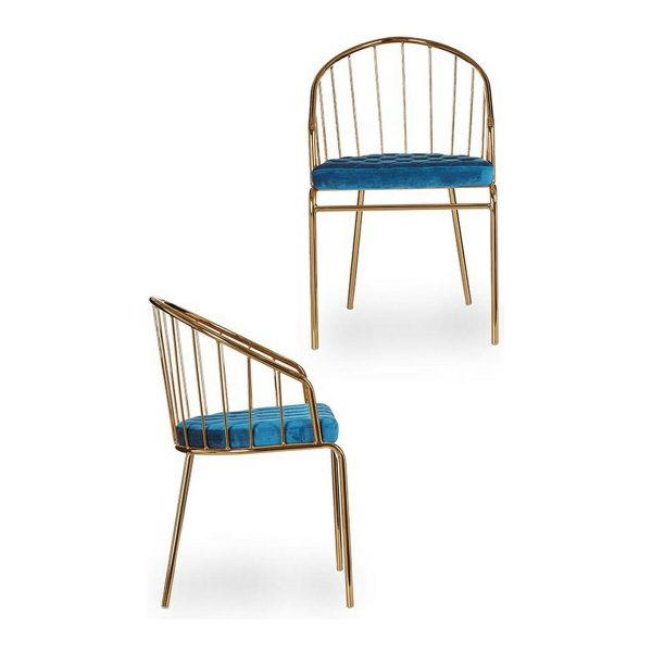 Chair Golden Blue Bars 51 x 81 x 52 cm Fashion