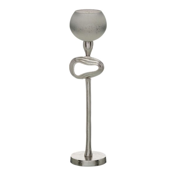 Candleholder Grey Silver Aluminium Crystal 11 x 11 x 48 cm Hot on Sale