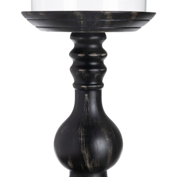 Candleholder Black Wood Crystal 20 x 20 x 53 cm Online Hot Sale