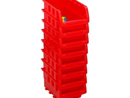 Set of Stackable Organising Boxes Kinzo Red 12 x 10 cm polypropylene (8 Units) Fashion