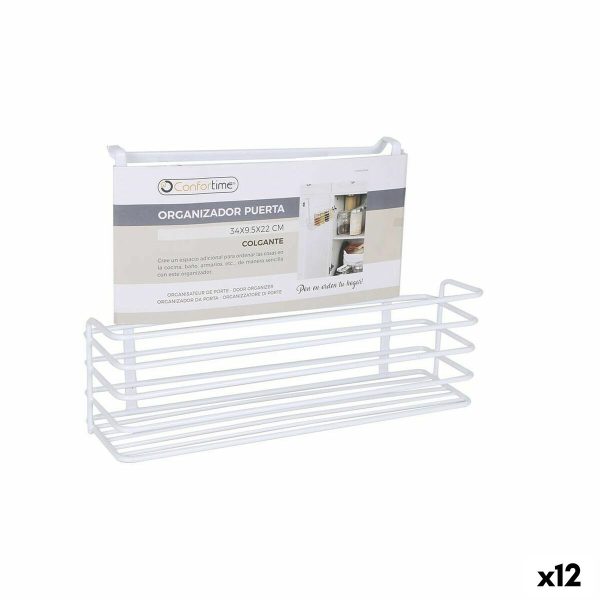 Basket for Kitchen Shelf Confortime White 34 x 12 x 22 cm (12 Units) Online Sale