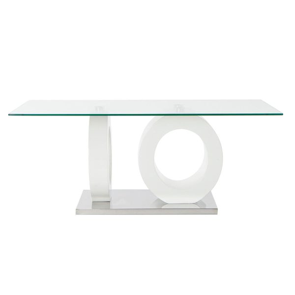 Centre Table DKD Home Decor White Transparent Wood Crystal MDF Wood 110 x 60 x 45 cm For Cheap