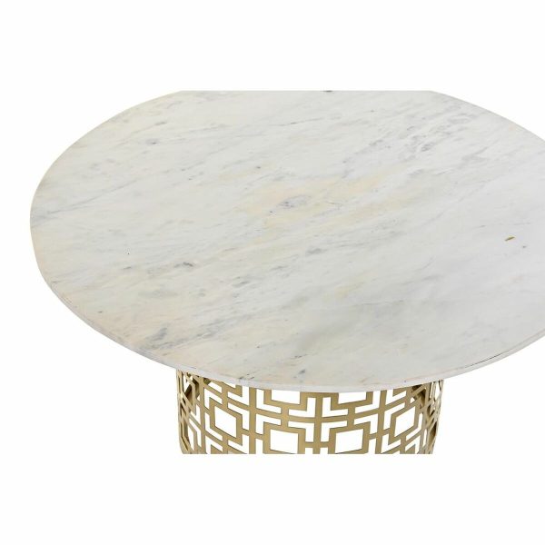 Centre Table DKD Home Decor White Golden Metal Marble 76 x 76 x 43 cm Fashion