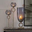 Candleholder 13 x 13 x 56 cm Crystal Grey Metal Silver Online Hot Sale