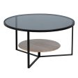 Centre Table Black Natural Crystal Iron MDF Wood 75 x 75 x 40 cm Cheap