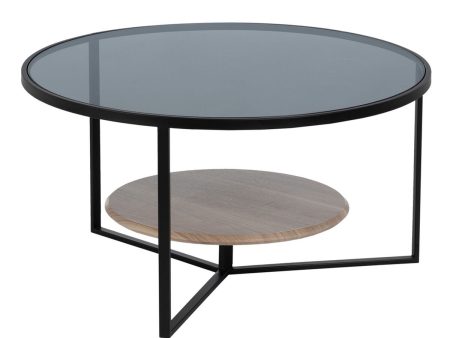 Centre Table Black Natural Crystal Iron MDF Wood 75 x 75 x 40 cm Cheap