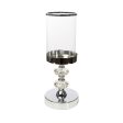 Candleholder Romimex Silver Metal Glass 12 x 30 x 12 cm on Sale