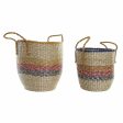 Basket set DKD Home Decor Orange Green Seagrass (35 x 22 x 46 cm) (2 pcs) For Sale