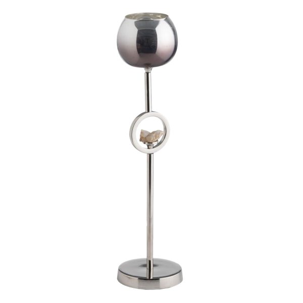 Candleholder Silver Aluminium Crystal 11 x 11 x 51 cm Hot on Sale