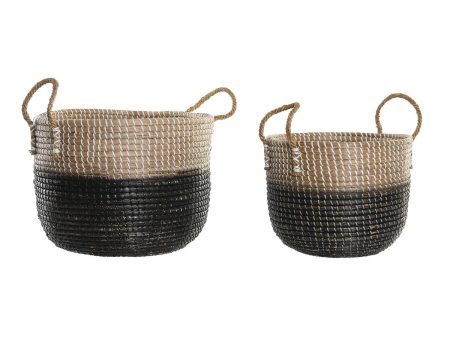 Basket set DKD Home Decor Natural Grey Seagrass (41 x 25 x 42 cm) (2 Pieces) Hot on Sale