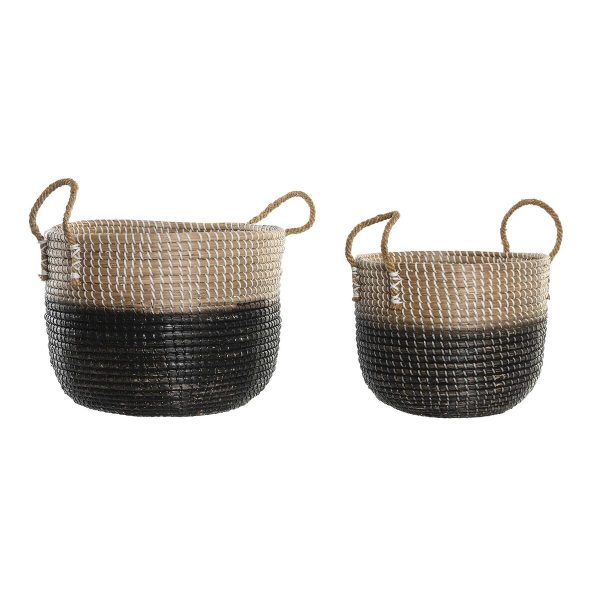 Basket set DKD Home Decor Natural Grey Seagrass (41 x 25 x 42 cm) (2 Pieces) Hot on Sale