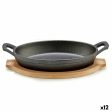 Casserole Dish for Serving Tapas Brown Grey Bamboo Forged steel 22,5 x 4,5 x 12,5 cm (12 Units) Online Hot Sale