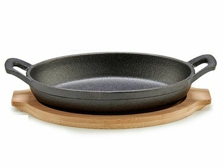 Casserole Dish for Serving Tapas Brown Grey Bamboo Forged steel 22,5 x 4,5 x 12,5 cm (12 Units) Online Hot Sale