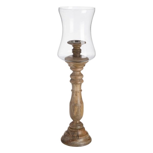 Candleholder Natural Wood Crystal 20 x 20 x 76 cm Online now