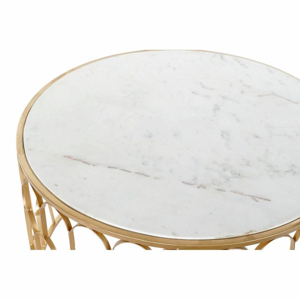 Centre Table DKD Home Decor Glamour White Multicolour Golden Marble Iron 87 x 87 x 51,5 cm on Sale