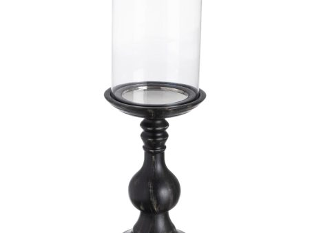 Candleholder Black Wood Crystal 20 x 20 x 53 cm Online Hot Sale