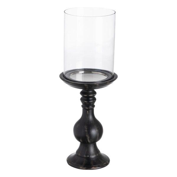 Candleholder Black Wood Crystal 20 x 20 x 53 cm Online Hot Sale