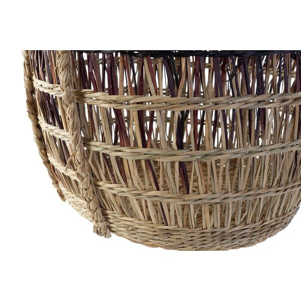 Basket set DKD Home Decor Natural Lilac Seagrass Tropical 39 x 39 x 41 cm 3 Pieces For Cheap