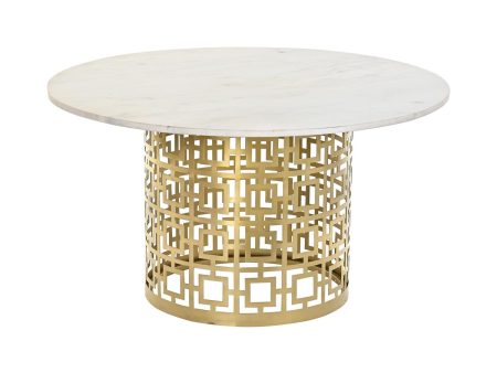 Centre Table DKD Home Decor White Golden Metal Marble 76 x 76 x 43 cm Fashion