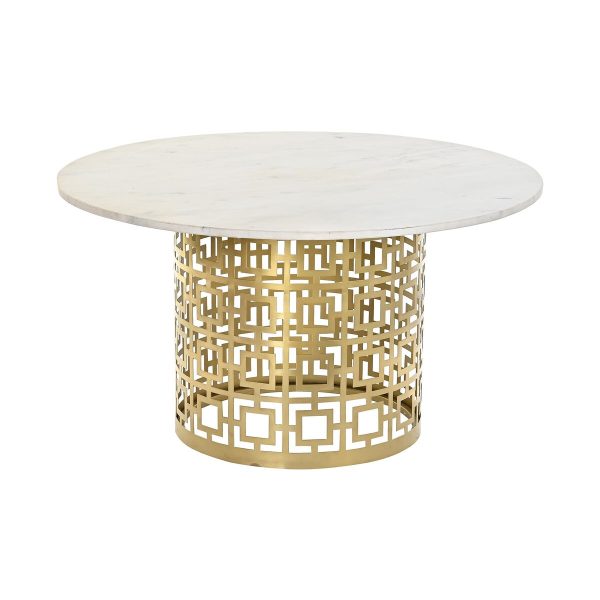 Centre Table DKD Home Decor White Golden Metal Marble 76 x 76 x 43 cm Fashion