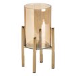 Candleholder Golden Crystal Steel 12 x 12 x 23 cm Fashion