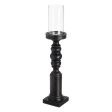 Candleholder Black Wood Crystal 12 x 12 x 62 cm Cheap